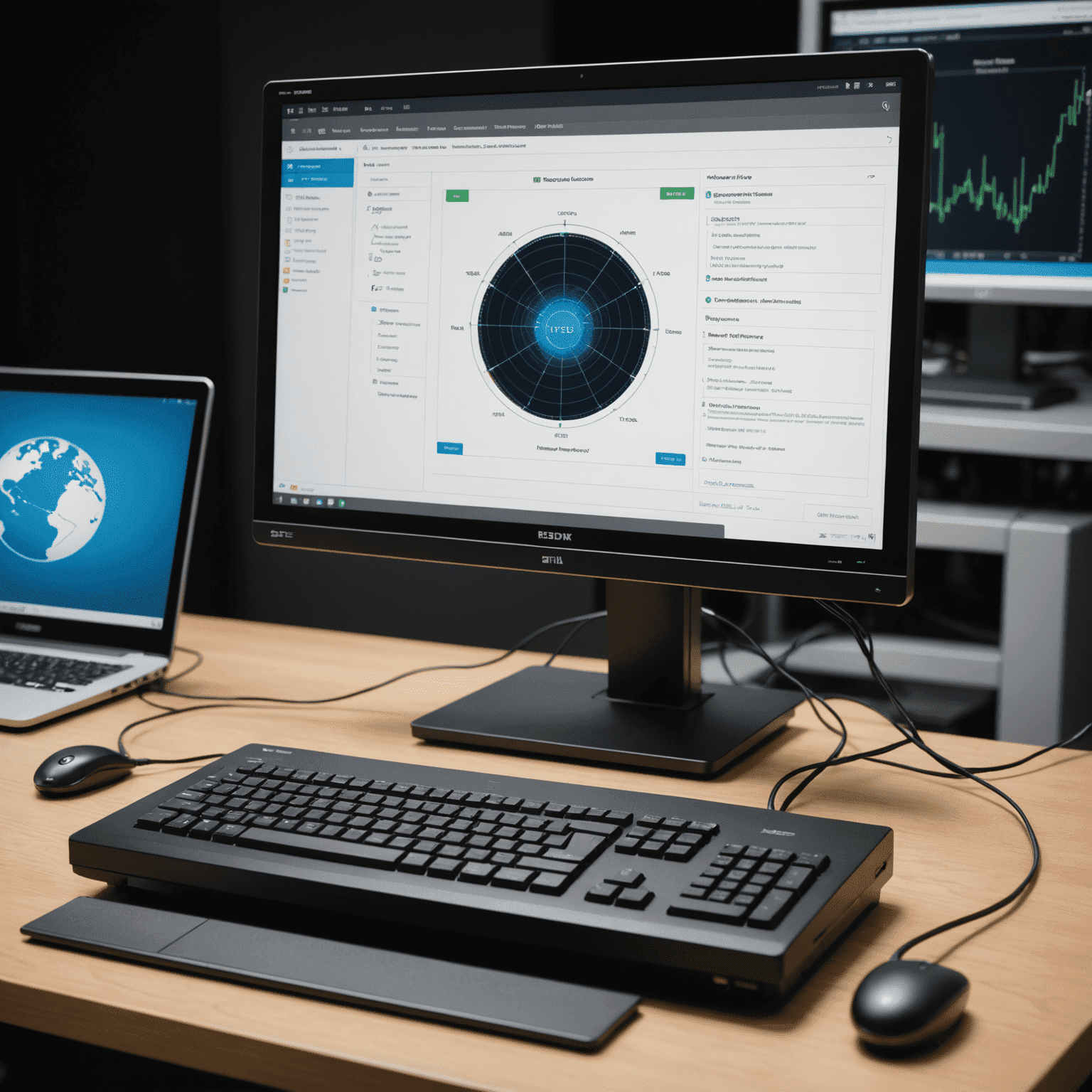Image représentant un écran d'ordinateur affichant une interface d'Advanced IP Scanner avec un réseau visualisé