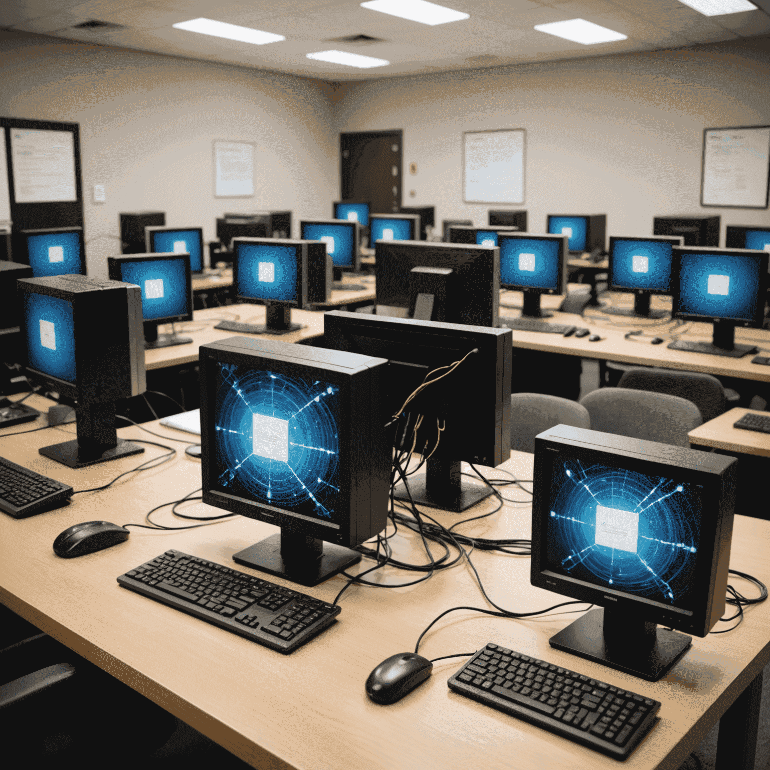 Image représentant un réseau local avec des ordinateurs connectés