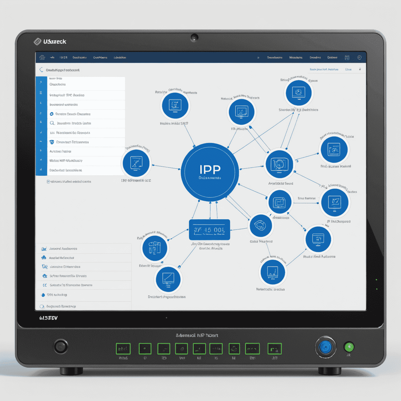 Interface d'Advanced IP Scanner montrant une analyse de réseau en cours, avec une liste d'appareils détectés, leurs adresses IP, et l'état de leurs ports